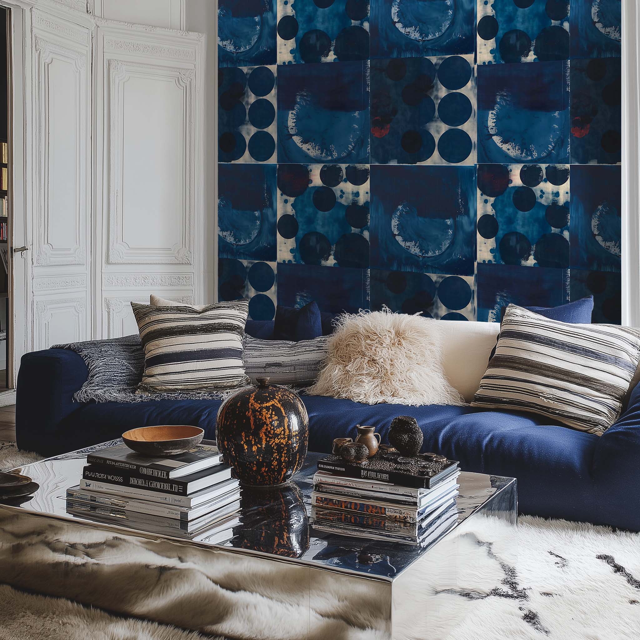 Patchwork set n°1 of wallpaper leaves - Nara Minuit
