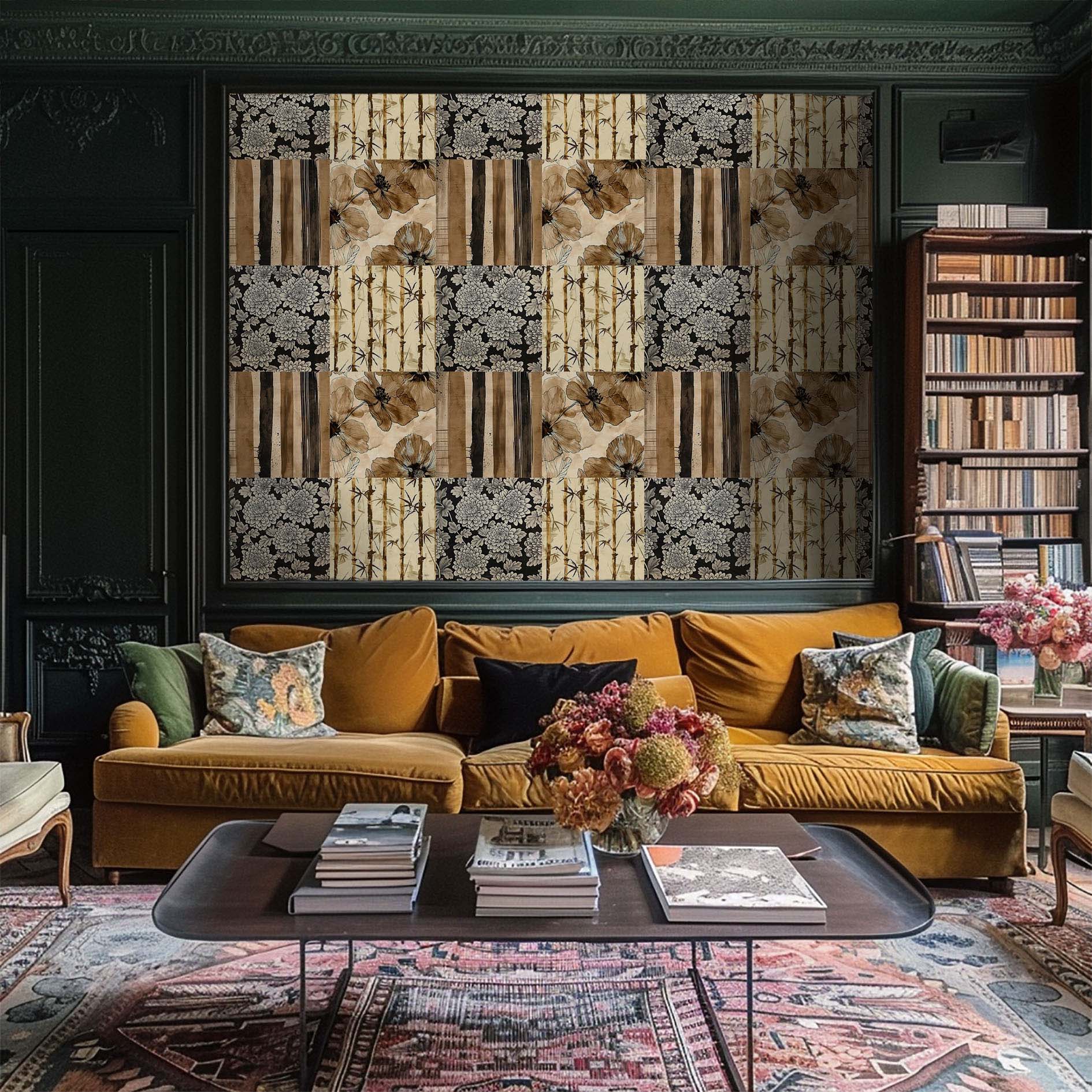 Patchwork n°1 wallpaper set - Toledo Noir