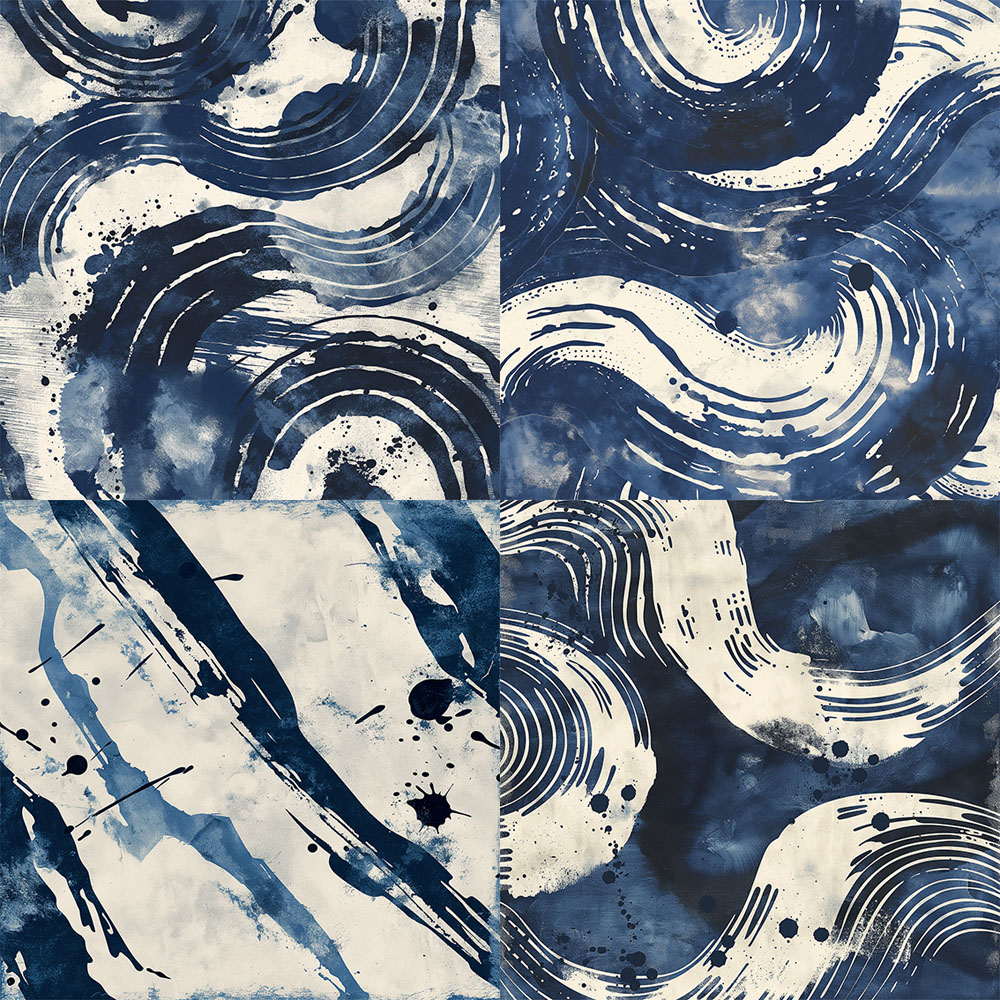 Coffret Patchwork n°2 de feuille de papier peint - Nara Minuit