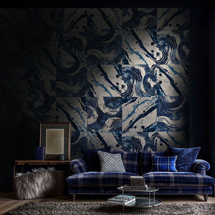 Coffret Patchwork n°2 de feuille de papier peint - Nara Minuit