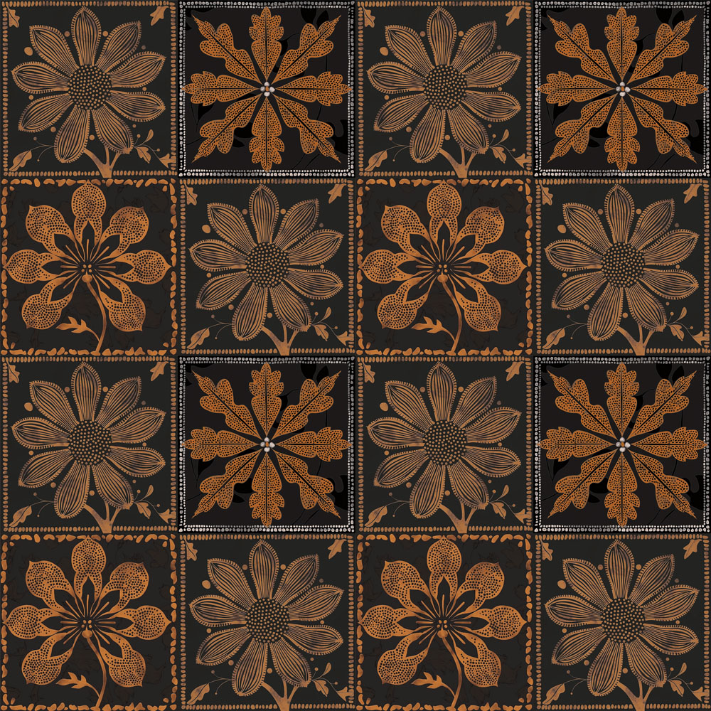 papier peint intissé de 48 x 48 cm, vendu par coffret de 16 feuilles pour couvrir 4 m2 en finition mate ou lessivable