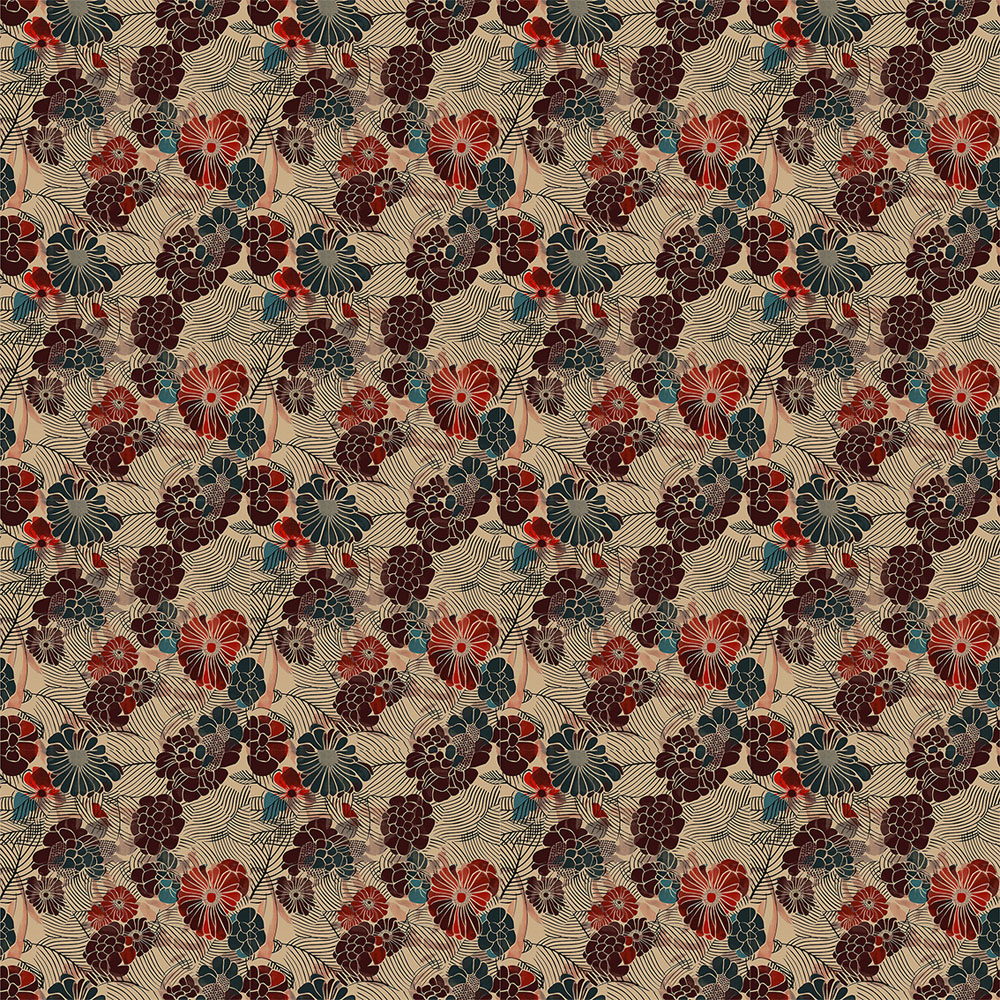 papier peint intissé de 48 x 48 cm, vendu par coffret de 16 feuilles pour couvrir 4 m2 en finition mate ou lessivable