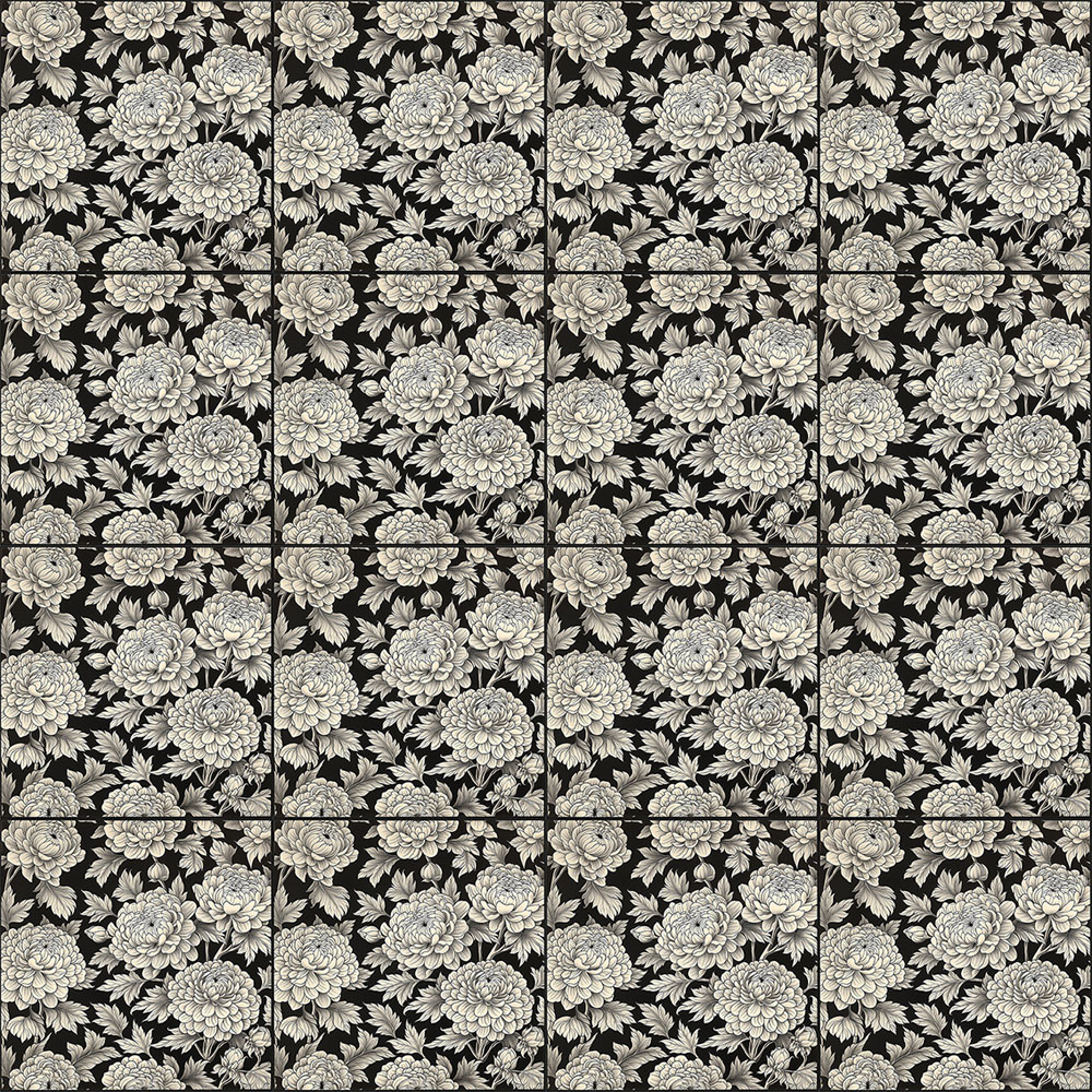 Papier peint intissé de 48 x 48 cm, vendu par coffret de 16 feuilles pour couvrir 4 m2 en finition mate ou lessivable