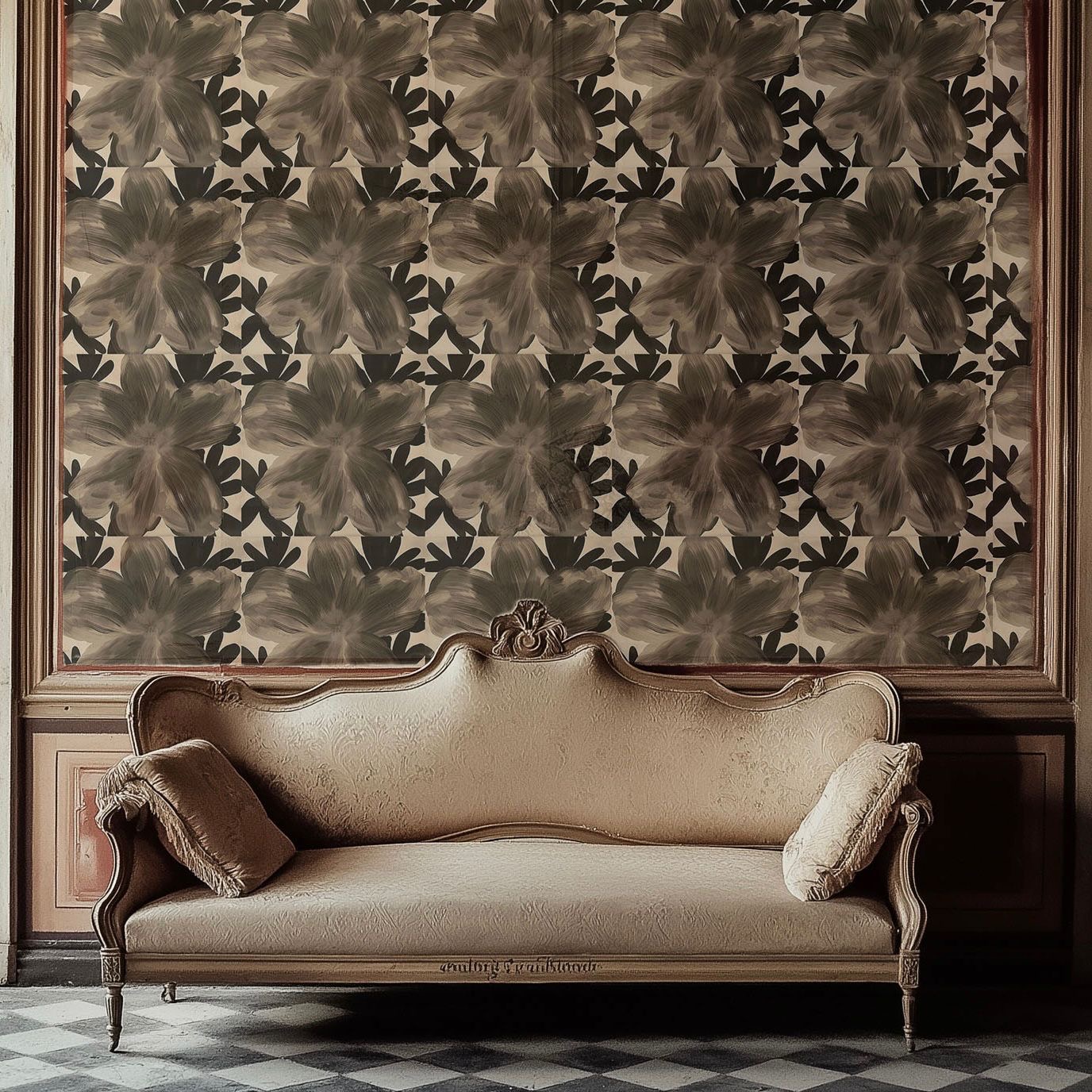 Carrés de papier peint en intissé nuance noir et beige Joli Jour Paris