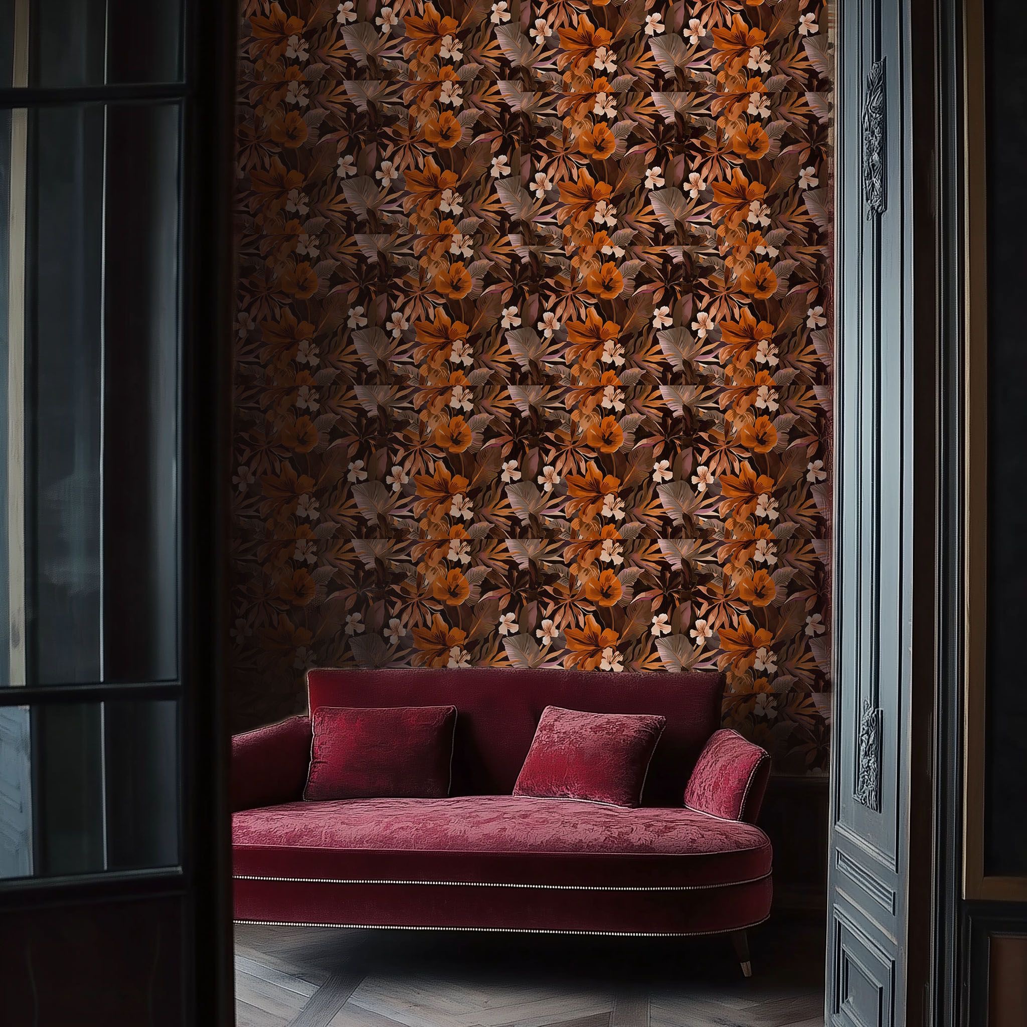 feuille de papier peint carré au motif d'herbarieum - joli jour paris