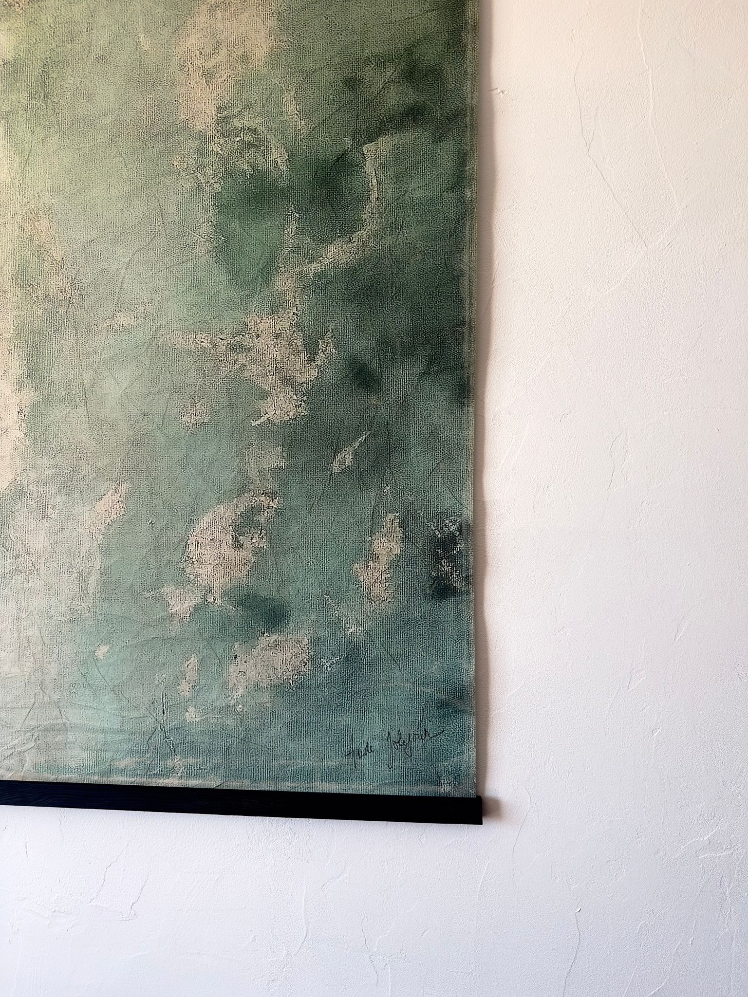 Toile à suspendre, imprimée sur papier froissé et plissé à la main