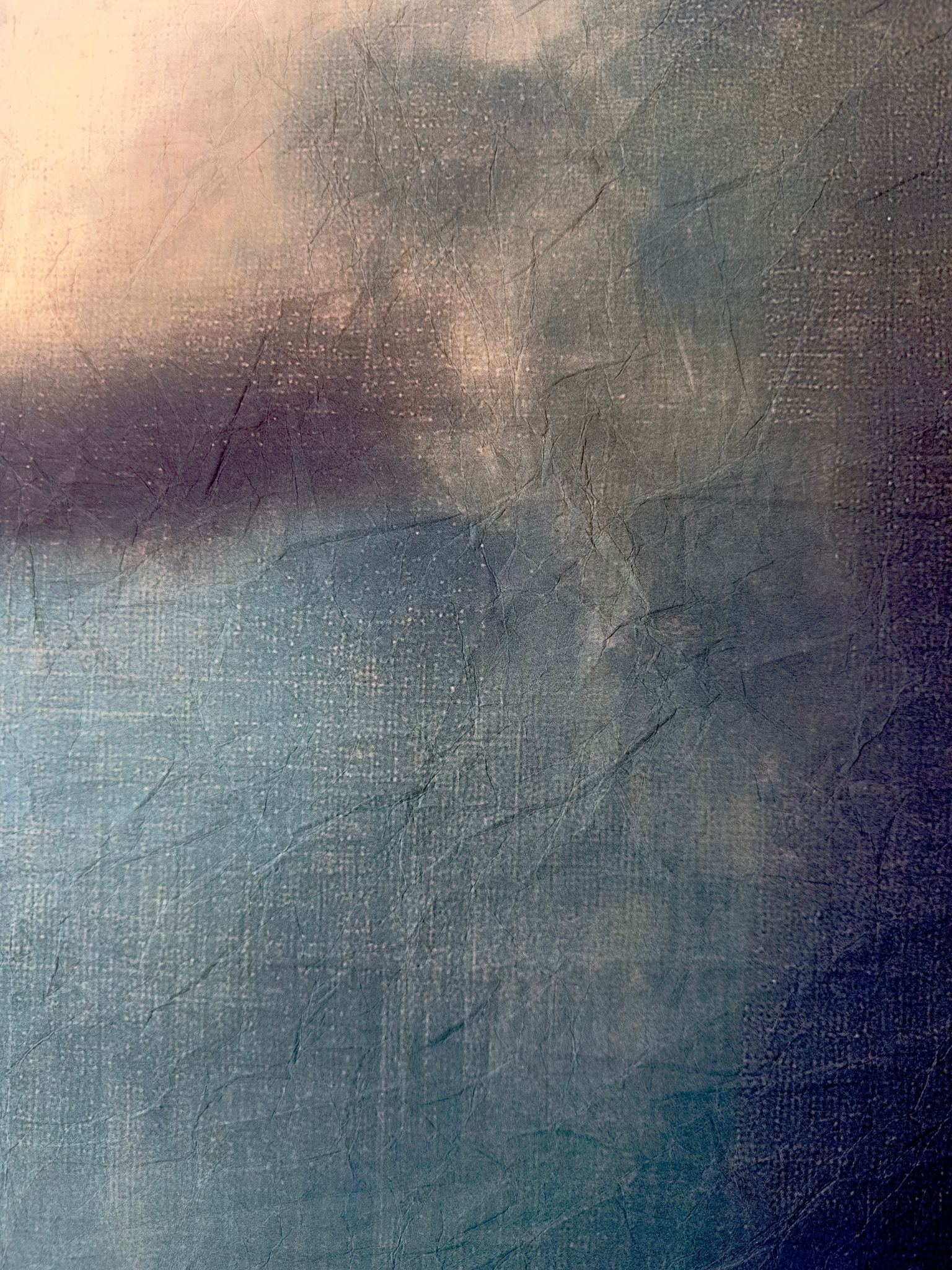 Toile à suspendre, imprimée sur papier froissé et plissé à la main