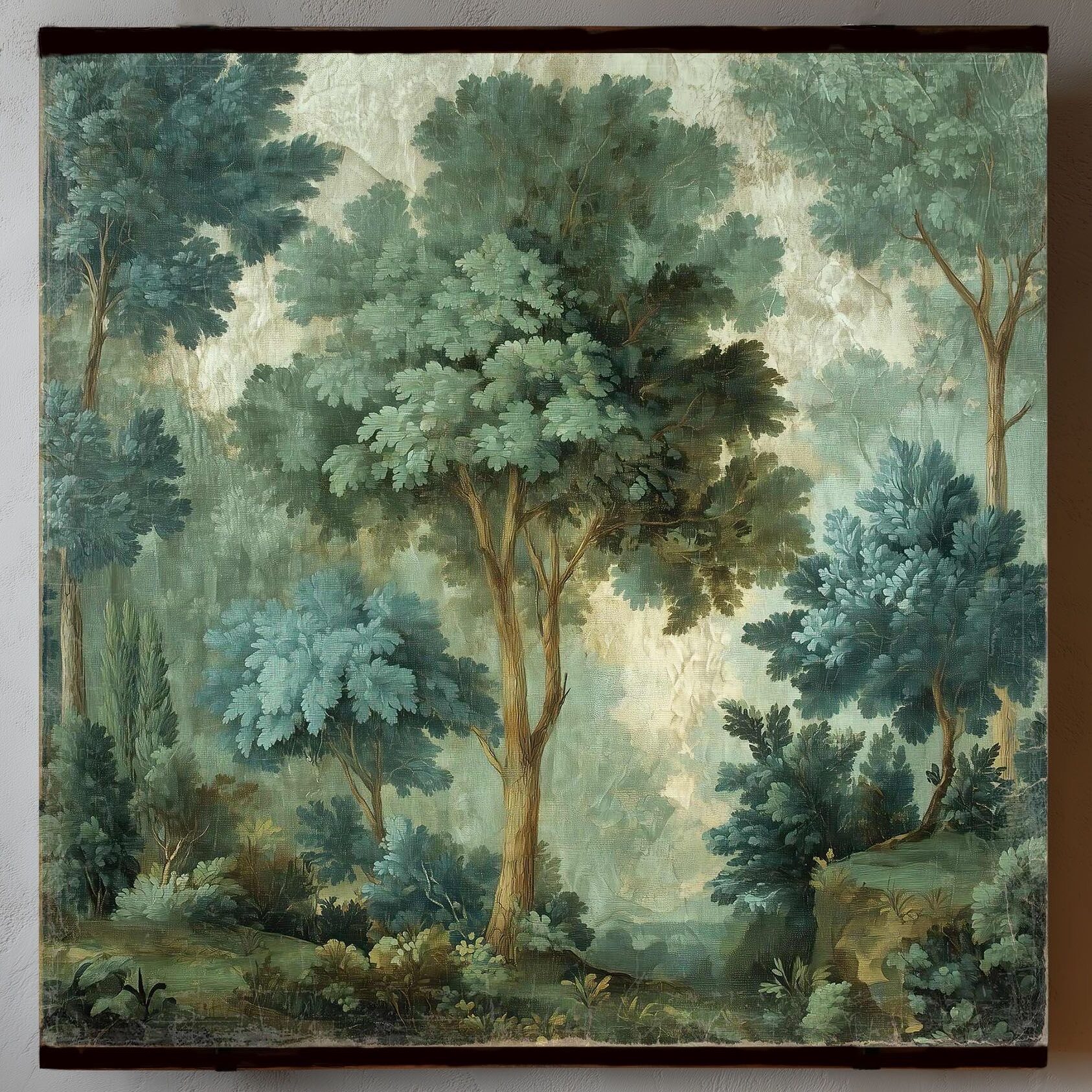 Toile à suspendre, imprimée sur papier froissé et plissé à la main