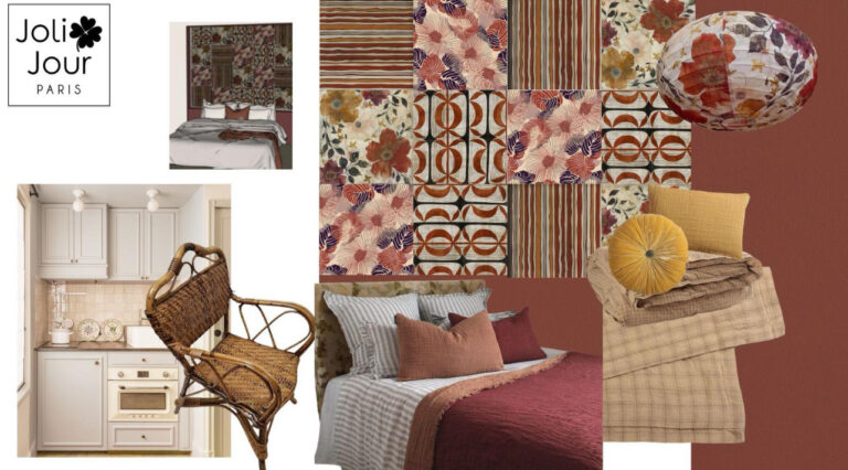 moodboard sur les tons beige et orange