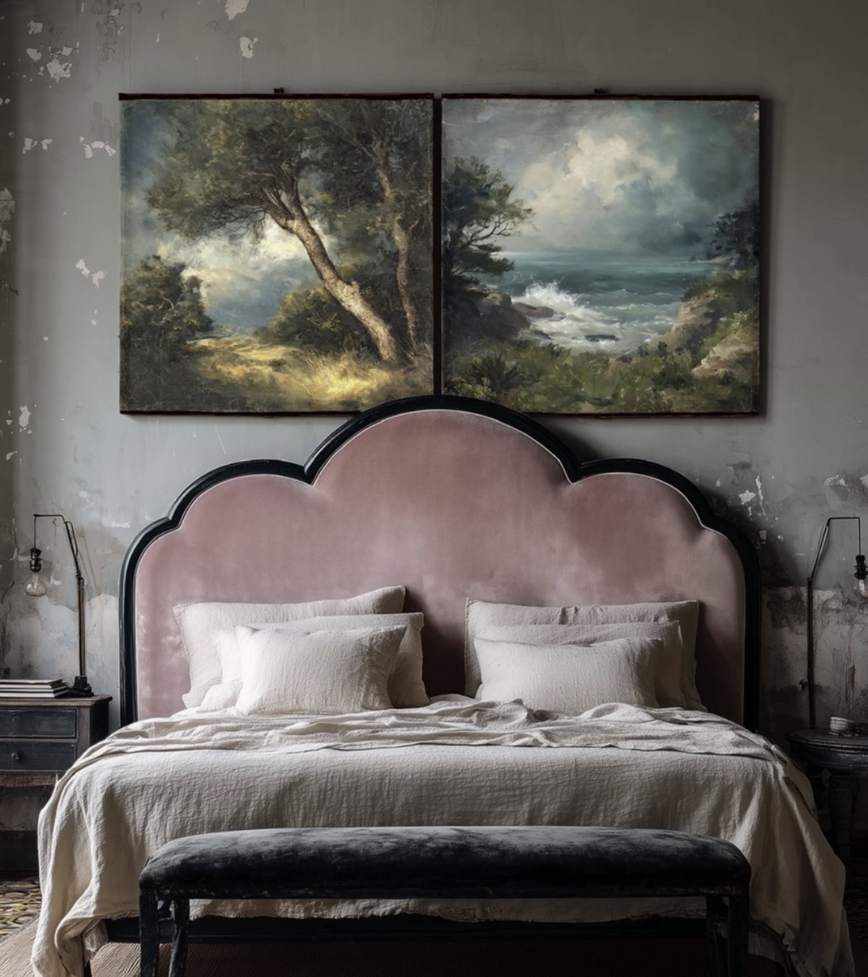 Toile à suspendre, imprimée sur papier froissé et plissé à la main