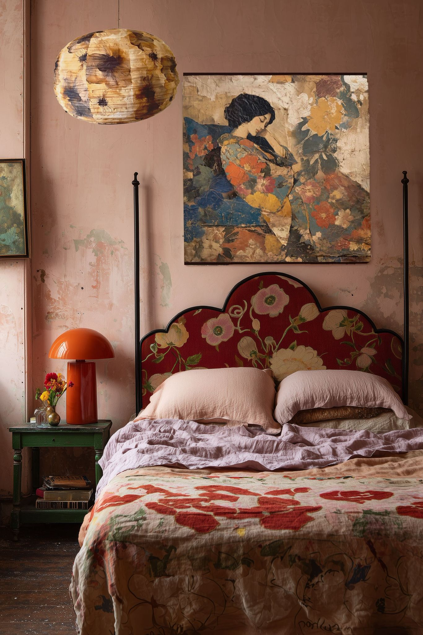 Toile à suspendre, imprimée sur papier froissé et plissé à la main