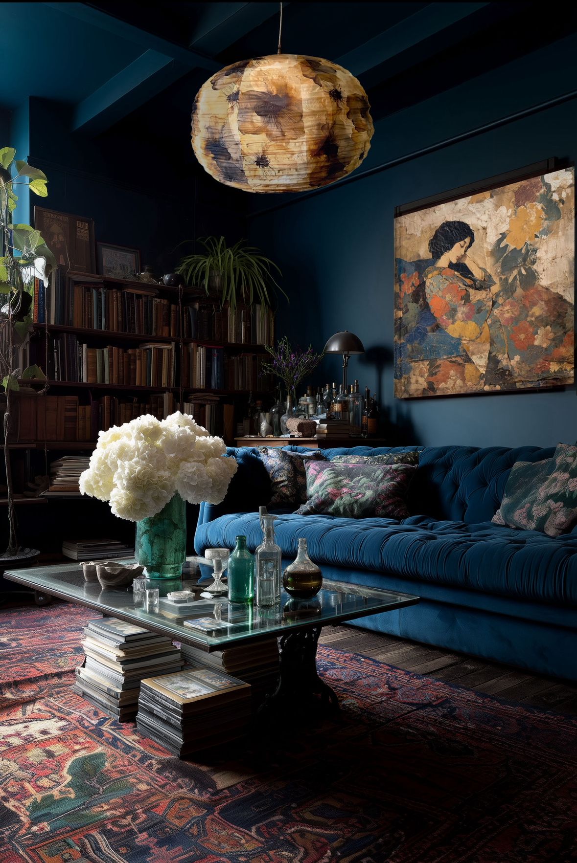 Toile à suspendre, imprimée sur papier froissé et plissé à la main