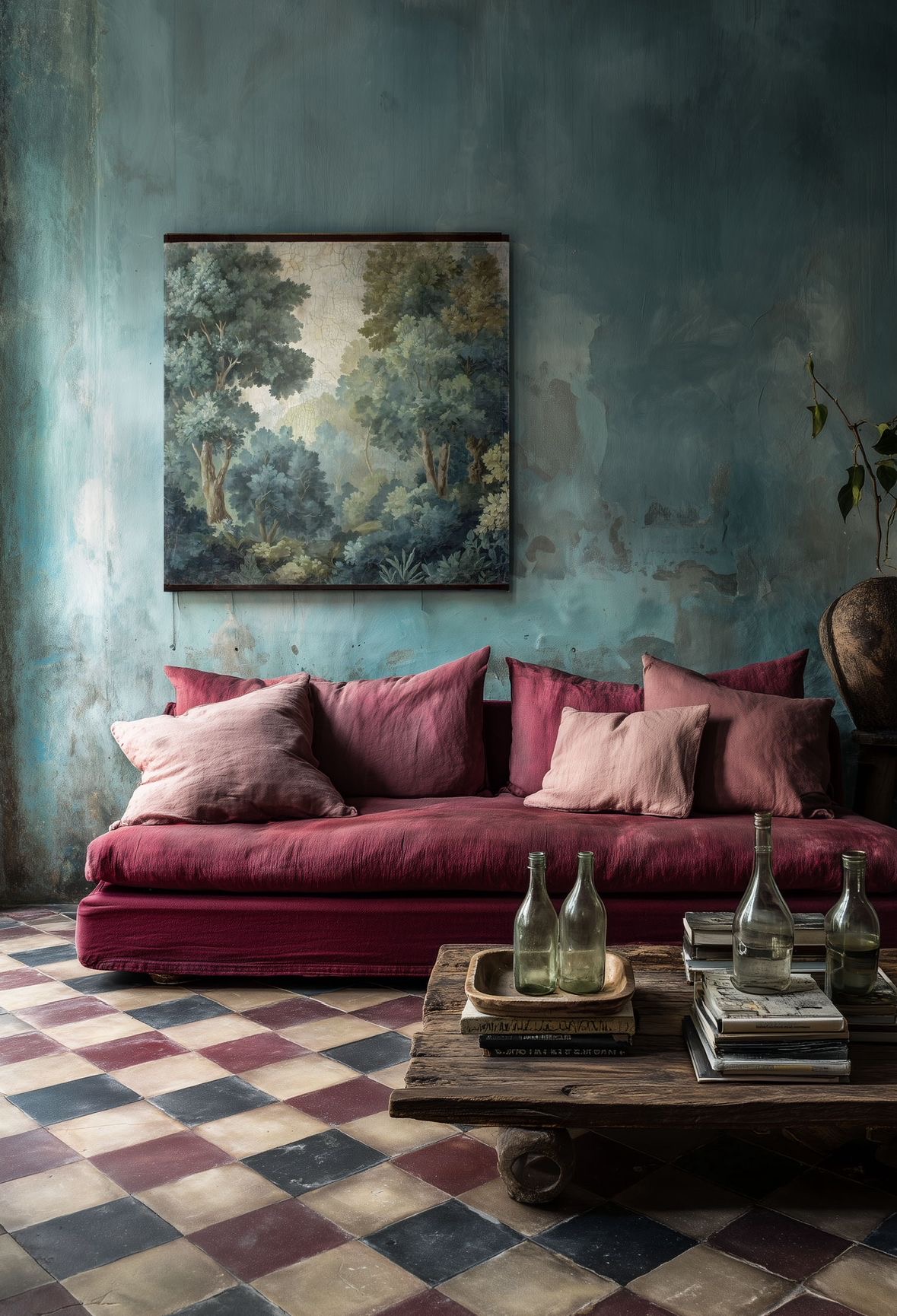 Toile à suspendre, imprimée sur papier froissé et plissé à la main