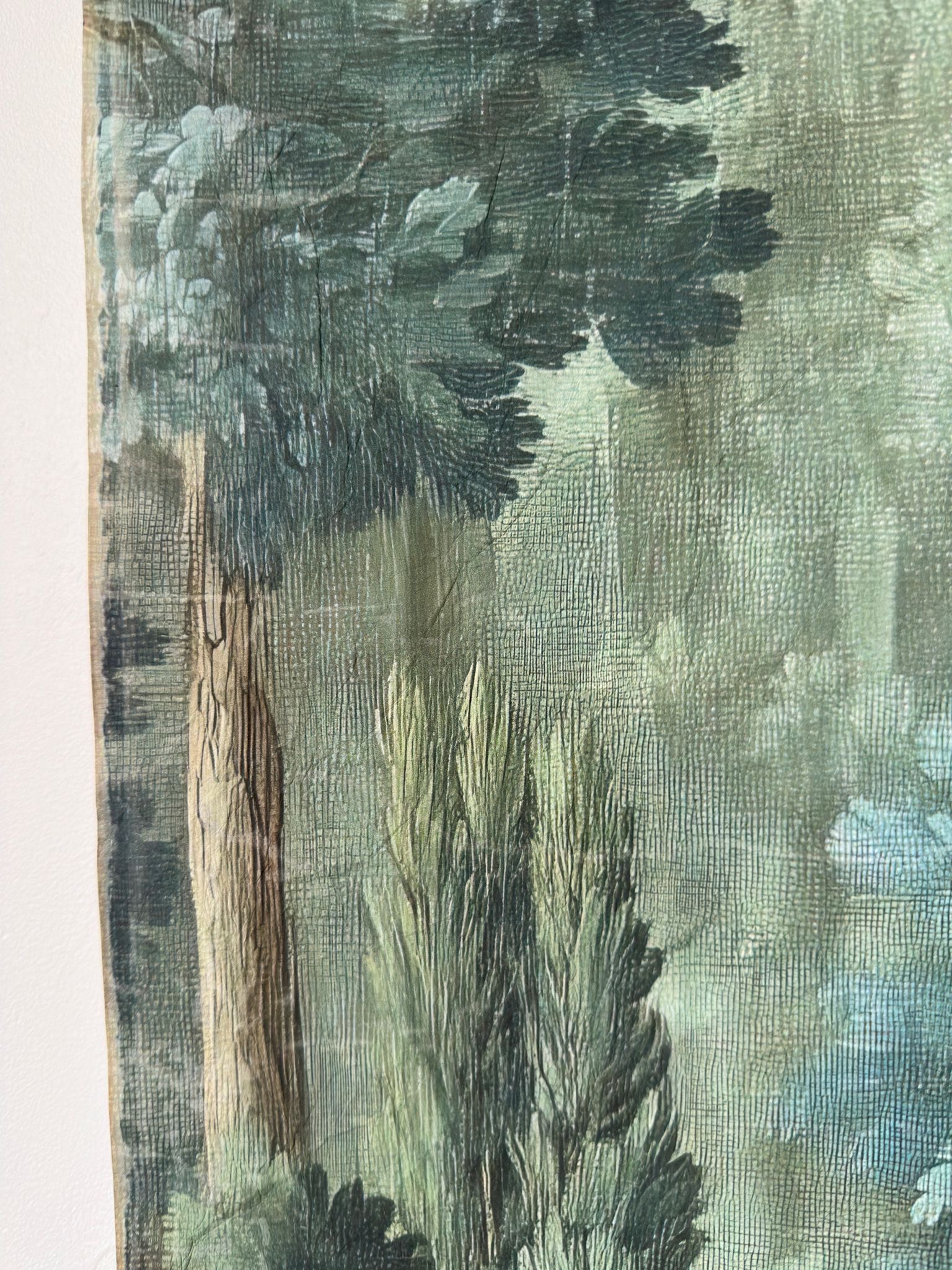 Toile à suspendre, imprimée sur papier froissé et plissé à la main