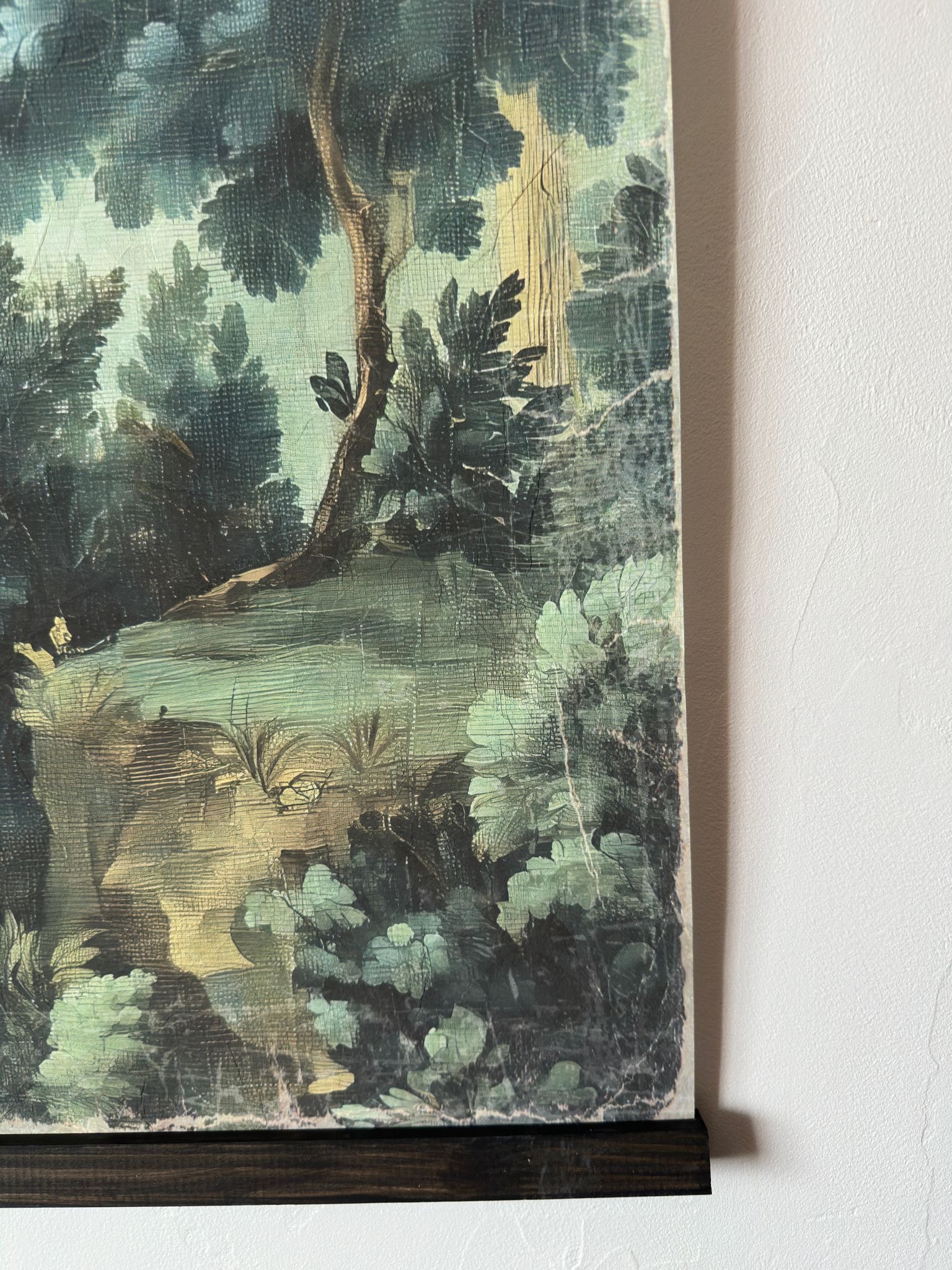 Toile à suspendre, imprimée sur papier froissé et plissé à la main