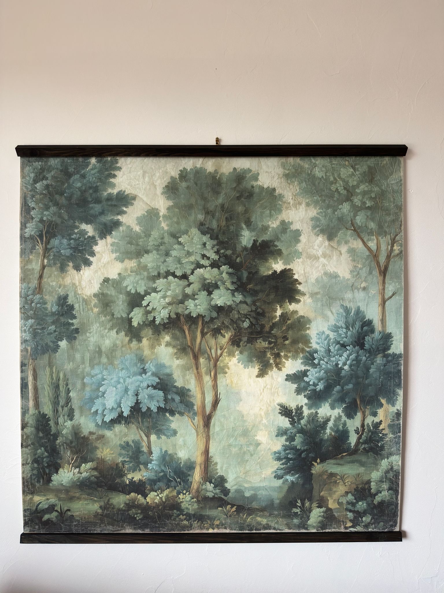 Toile à suspendre, imprimée sur papier froissé et plissé à la main