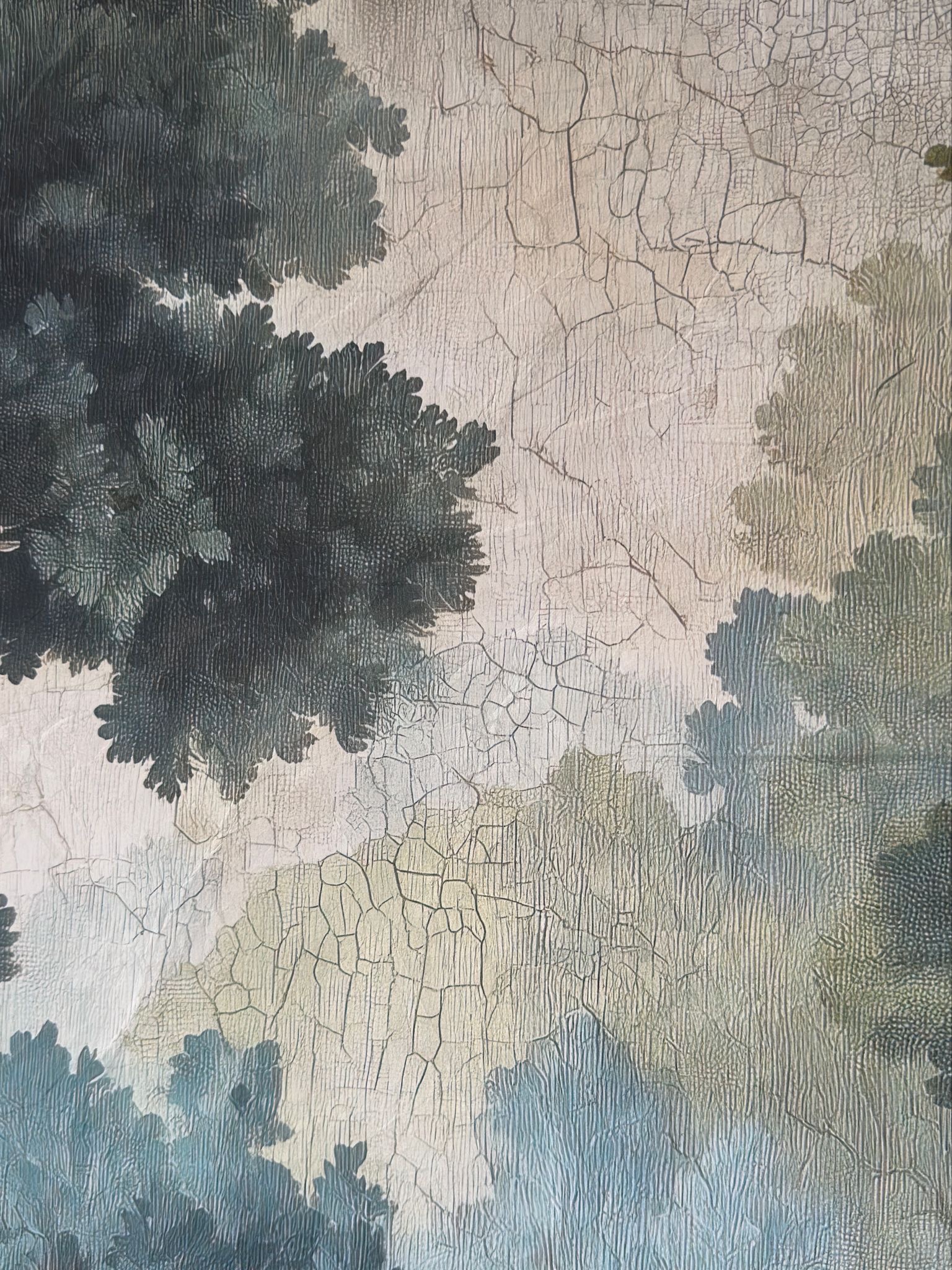 Toile à suspendre, imprimée sur papier froissé et plissé à la main