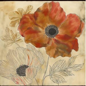 Toile à suspendre, imprimée sur papier froissé et plissé à la main