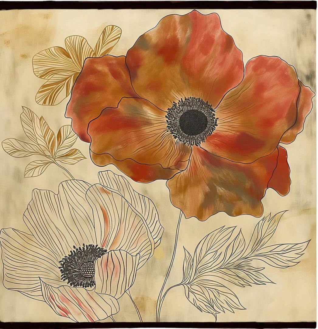 Toile à suspendre, imprimée sur papier froissé et plissé à la main