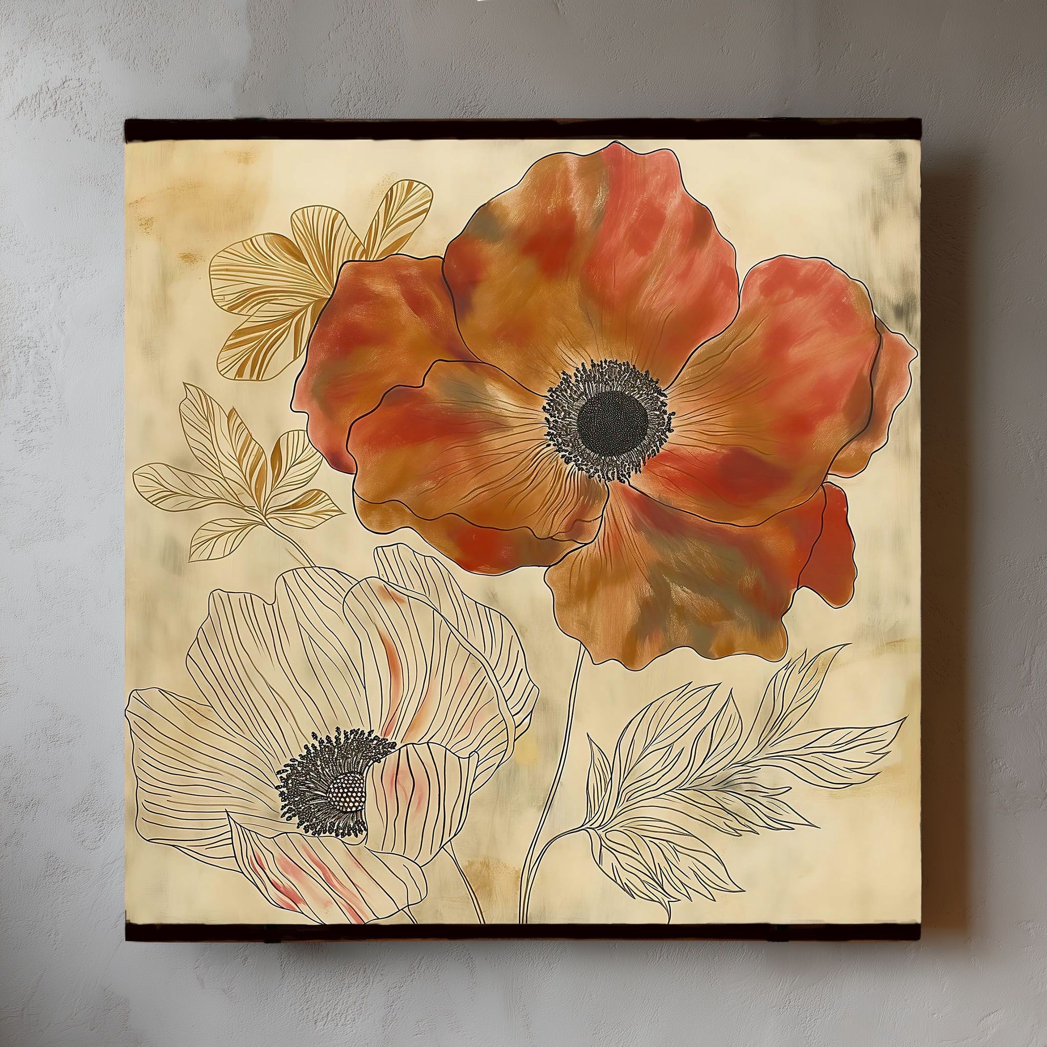 Toile à suspendre, imprimée sur papier froissé et plissé à la main