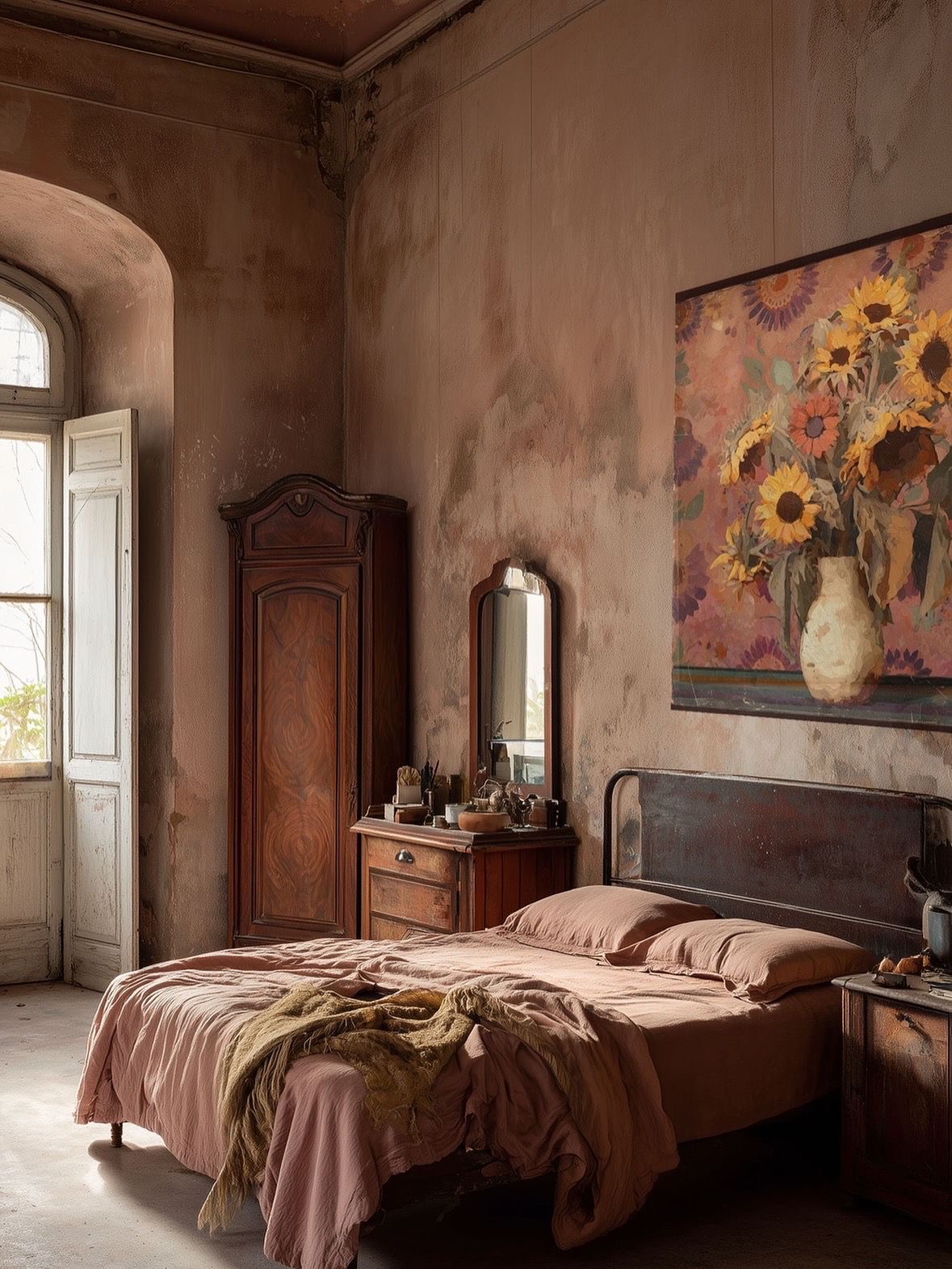 Toile à suspendre, imprimée sur papier froissé et plissé à la main