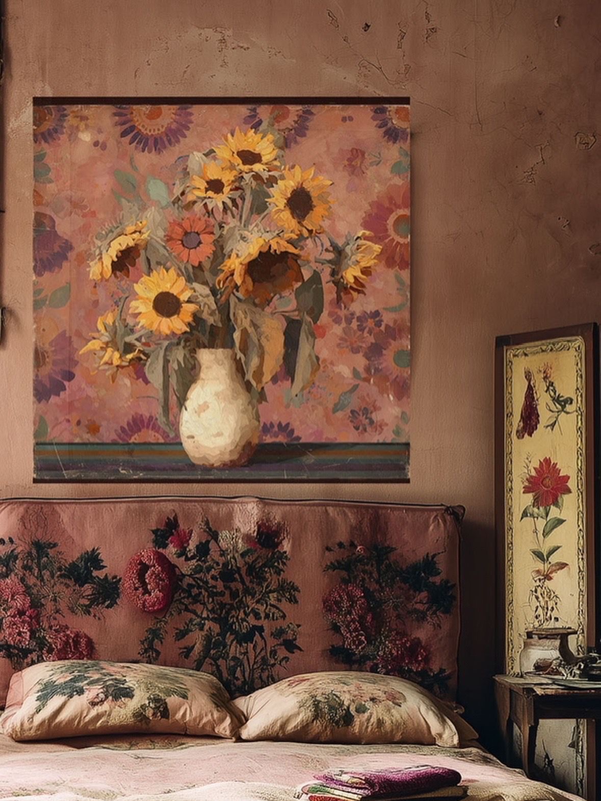 Toile à suspendre, imprimée sur papier froissé et plissé à la main