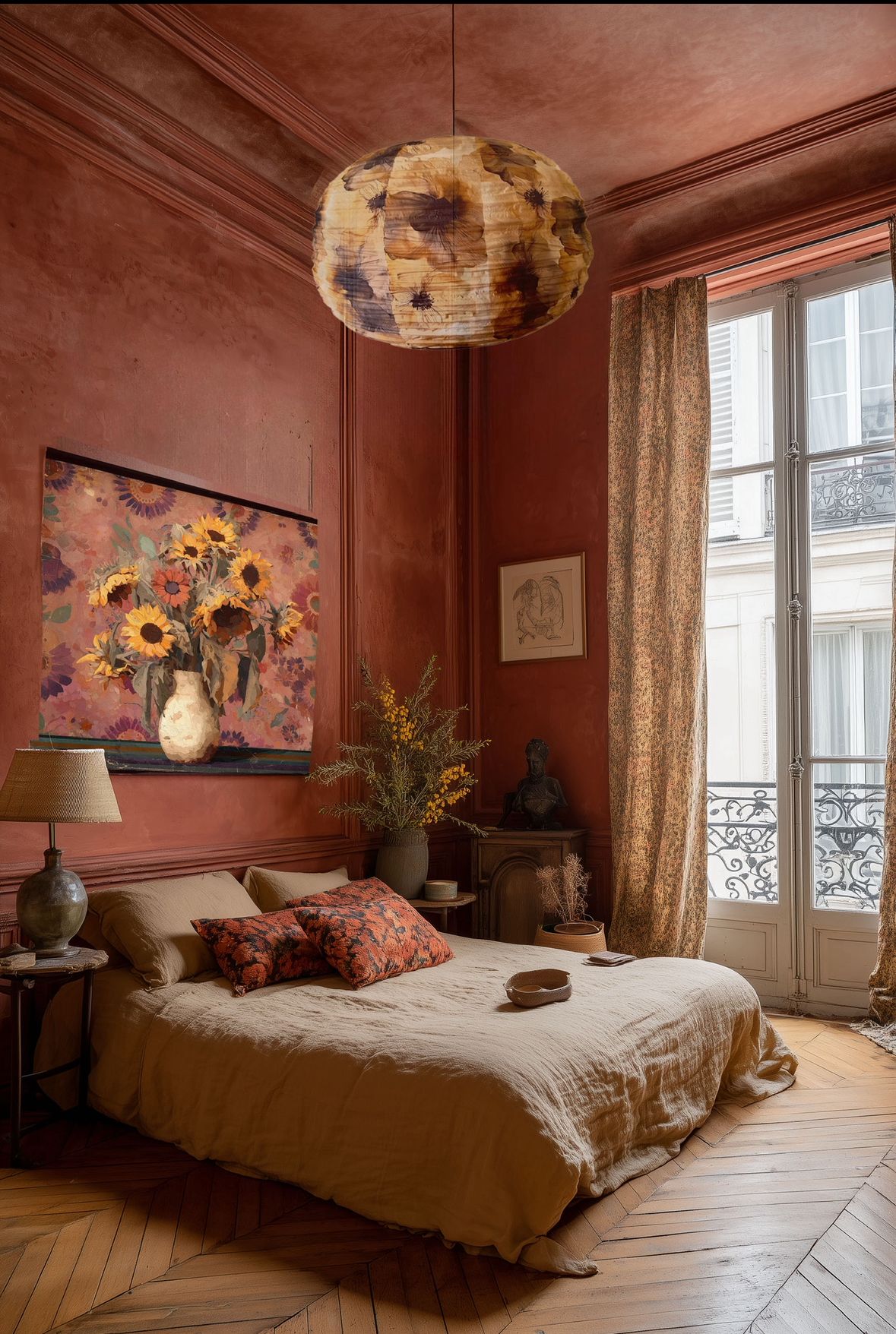 Toile à suspendre, imprimée sur papier froissé et plissé à la main