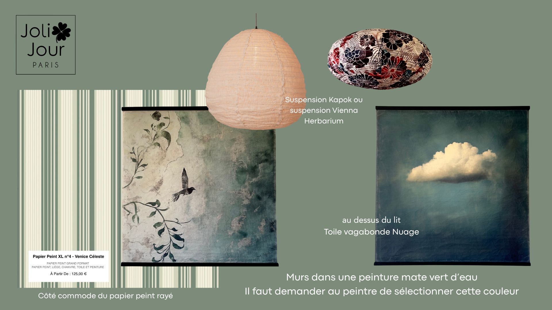 moodboard sur les tons bleu céladon