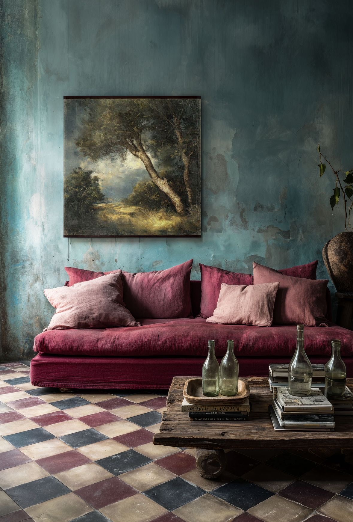 Toile à suspendre, imprimée sur papier froissé et plissé à la main