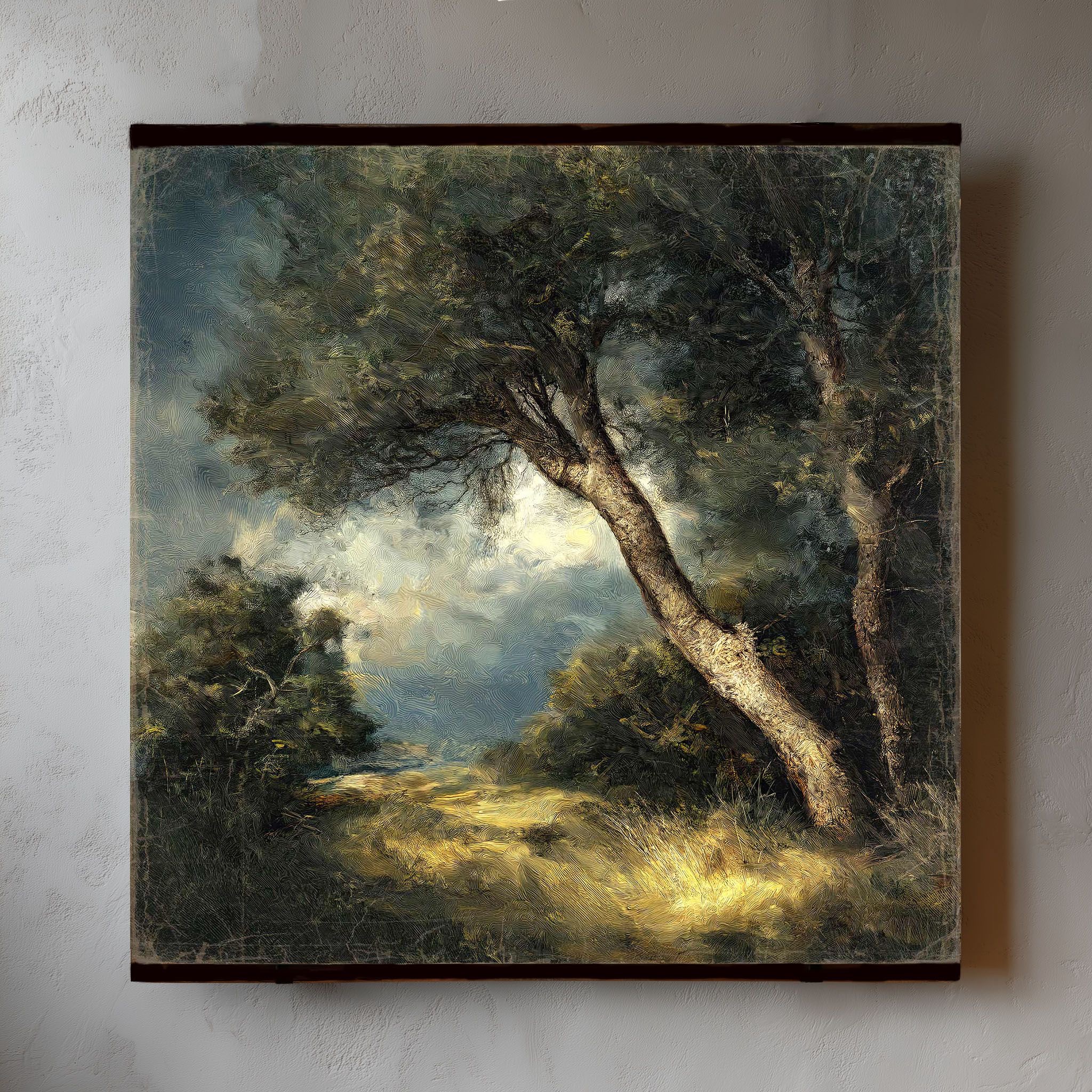 Toile à suspendre, imprimée sur papier froissé et plissé à la main