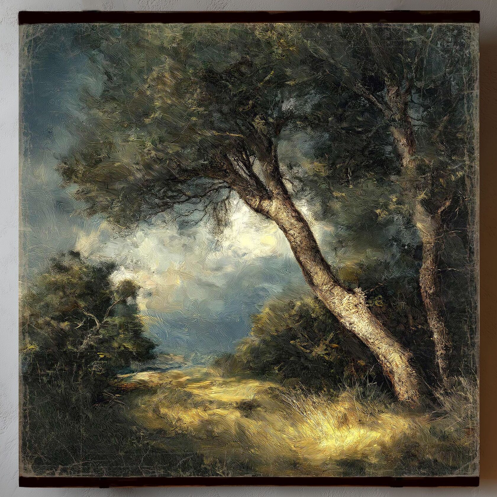 Toile à suspendre, imprimée sur papier froissé et plissé à la main