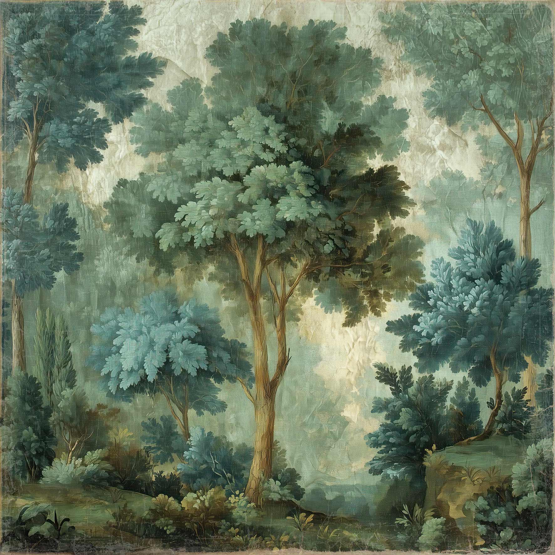 Toile à suspendre, imprimée sur papier froissé et plissé à la main