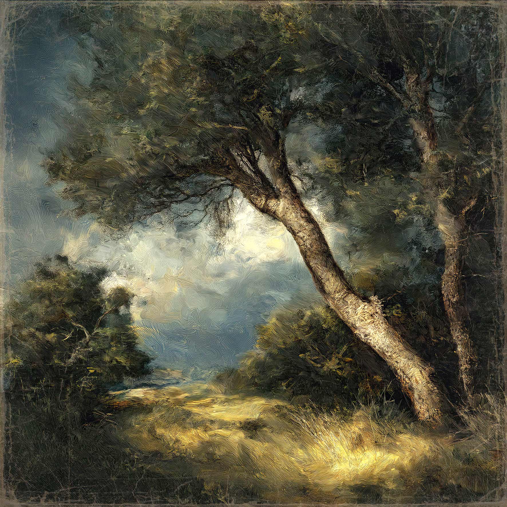 Toile à suspendre, imprimée sur papier froissé et plissé à la main